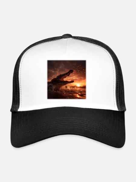 Wild Crocodile Action Sunset River - Trucker Cap - white/black - Front