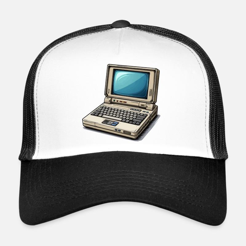 Laptop Retro Computer Vintage Style Illustration Trucker Cap