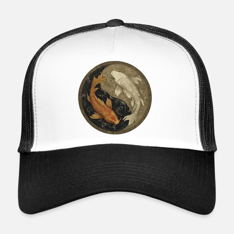 Koi Yin-Yang Medaillon - Trucker Cap - Weiß/Schwarz
