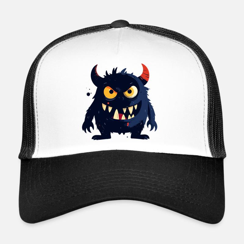 petit monstre coquin avec des cornes et des dents acérées Casquette trucker 