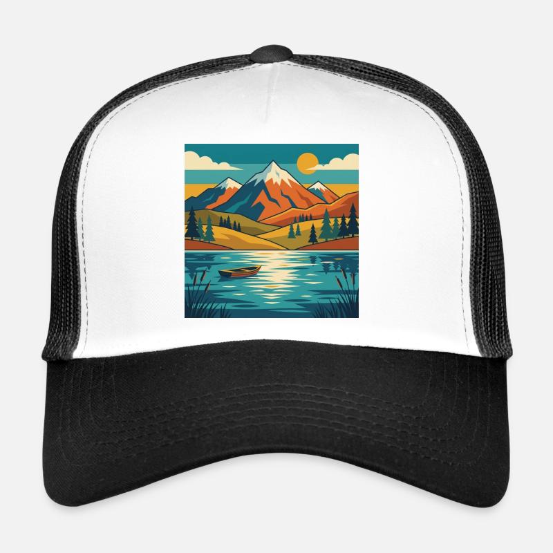 Bergsee-Dämmerung - Trucker Cap - Weiß/Schwarz