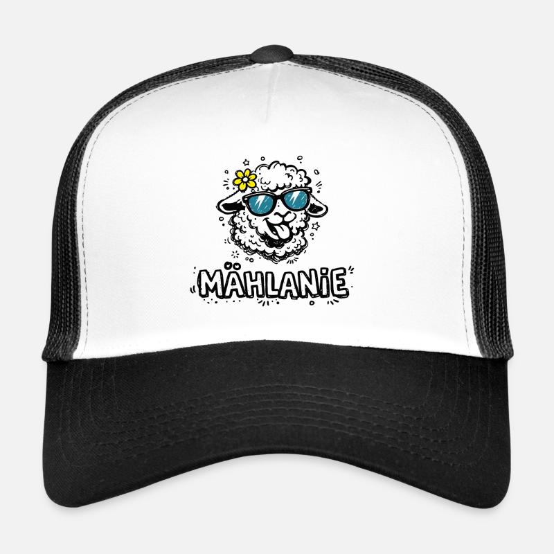 Mählanie Lustiges Schaf Wortspiel Name Melanie - Trucker Cap - Weiß/Schwarz