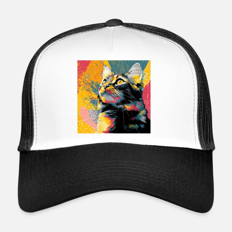 Vivid Pop Cat Portrait Trucker Cap