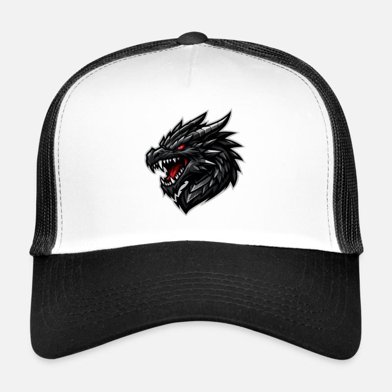 Dragon head with red eyes - Trucker Cap - white/black