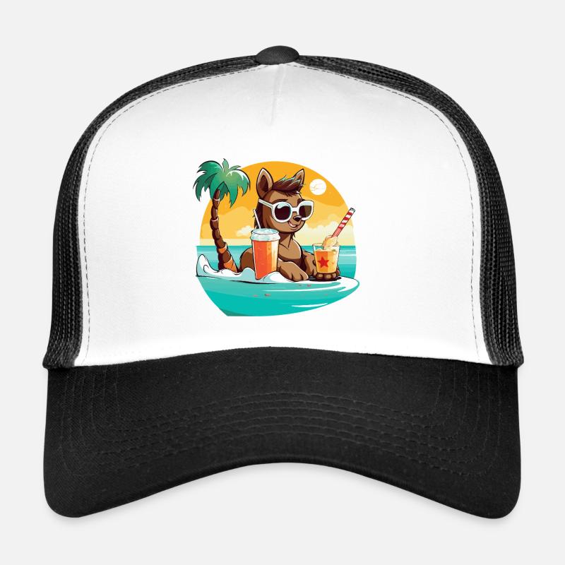 Llama on the beach in the sunlight Trucker Cap