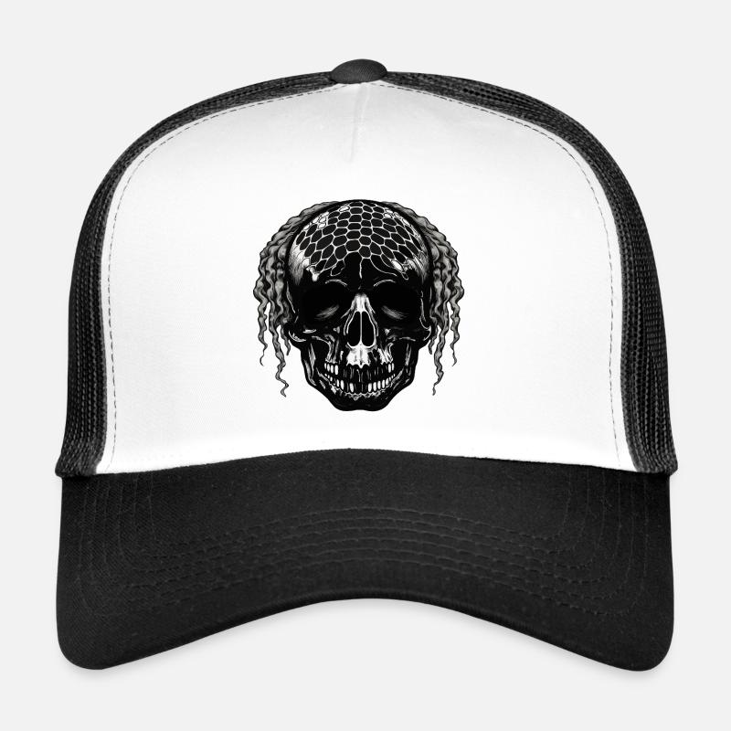 Crâne avec dreadlocks à motif de maillage Casquette trucker 