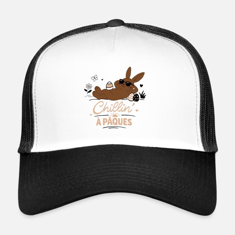 Lapin de Pâques  - Casquette trucker  - blanc/noir