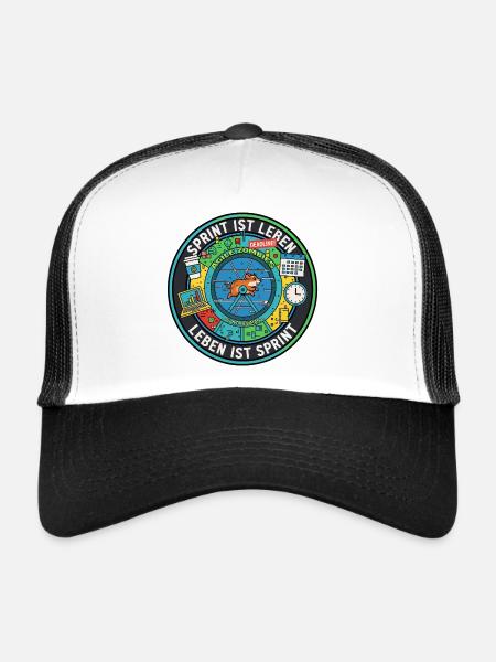 Sprint is life: Agile zombies in the hamster wheel - Trucker Cap - white/black - Front