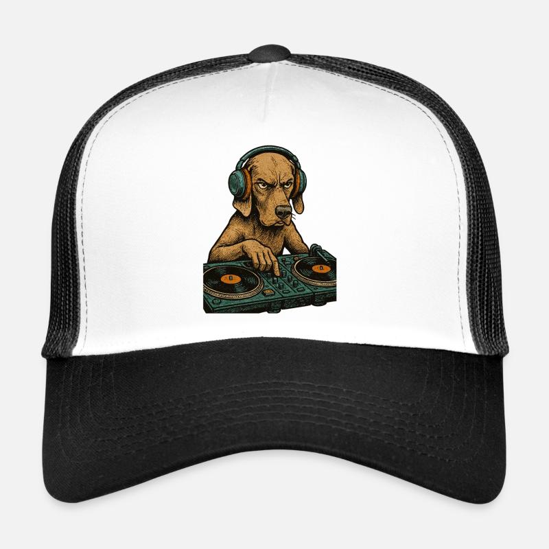 Weimaraner DJ Retro – Chien avec casque Weimarane Casquette trucker 