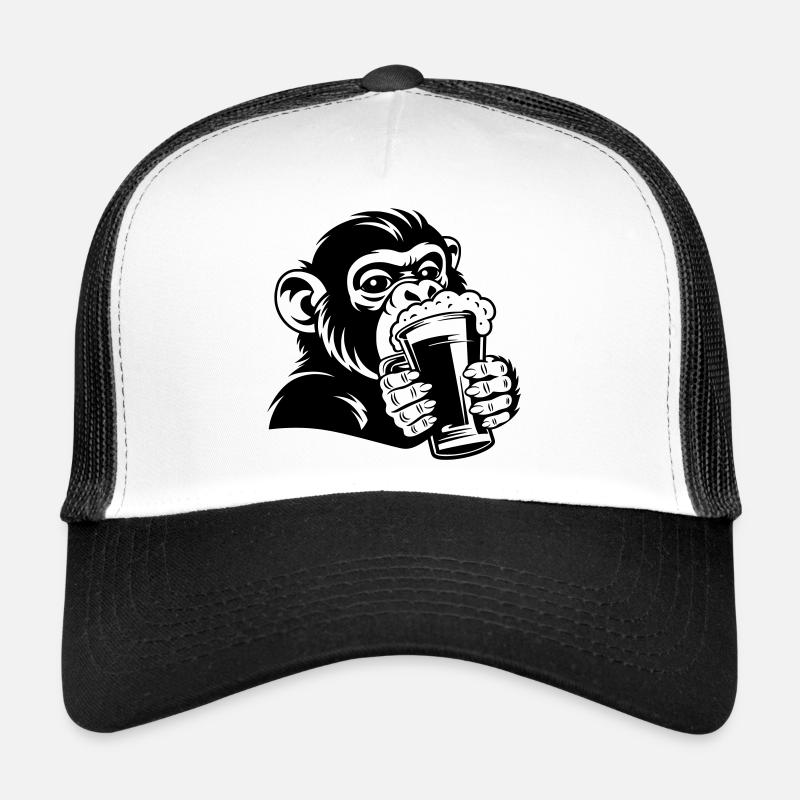 Singe décontracté avec un verre Casquette trucker 