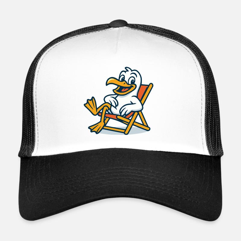 Lässige Ente im Strandstuhl Trucker Cap