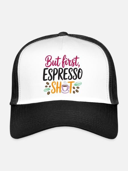 Mais le premier shot d’espresso - Casquette trucker  - blanc/noir - Devant