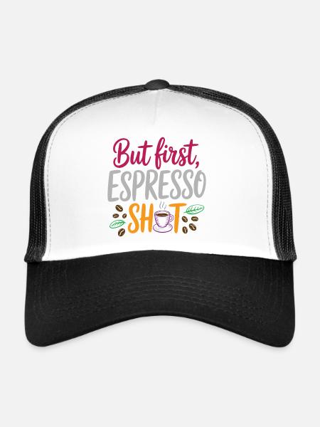 Mais le premier shot d’espresso - Casquette trucker  - blanc/noir - Devant