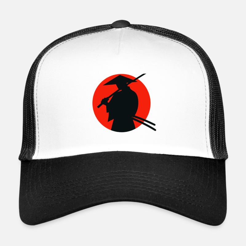 Graduated ninja on red sun background Trucker Cap
