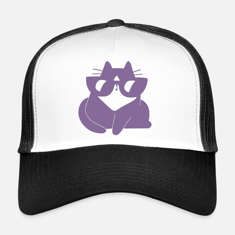 Purple Cuddly Cat Dream Cat - Trucker Cap - white/black