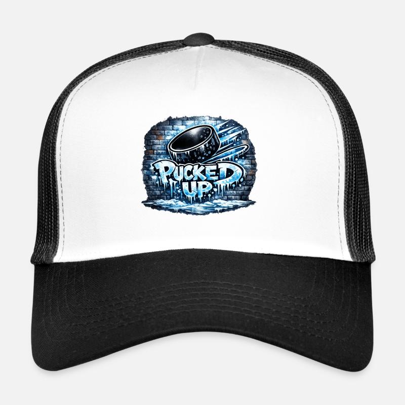 Pucked Up Graffiti Hockey - Trucker Cap - Weiß/Schwarz