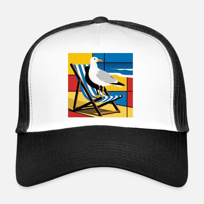 Seemöwe auf Strandstuhl Popkunst Trucker Cap