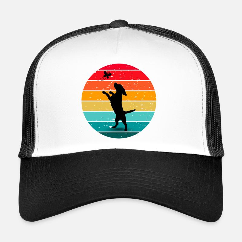 Dog Butterfly Forest Retro Sunset Trucker Cap