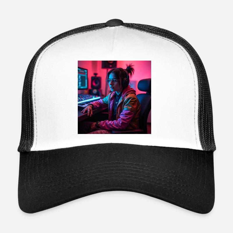 Cyber Neon Producteur en studio Casquette trucker 