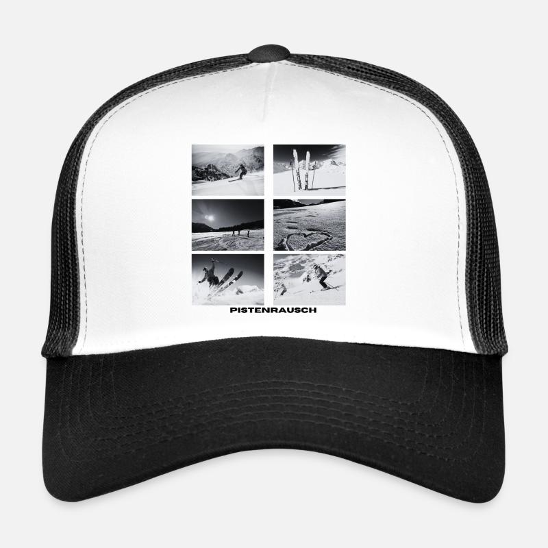 Pistenrausch Collage BW - Trucker Cap - Weiß/Schwarz