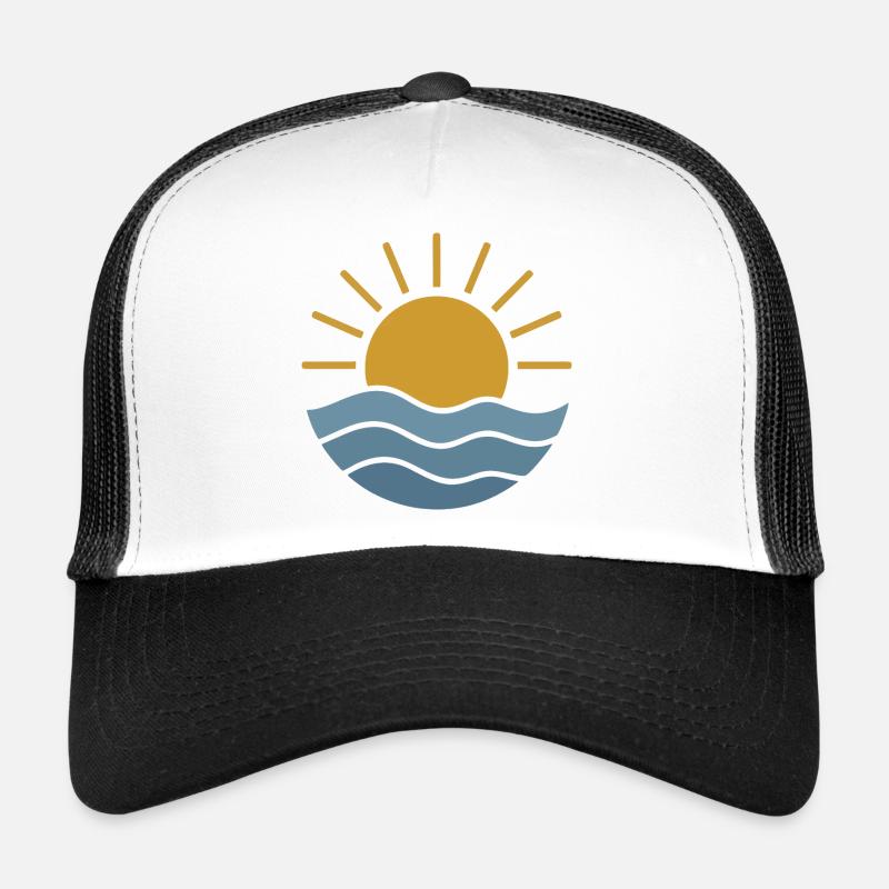 Golden Sunrise Waves - Trucker Cap - white/black
