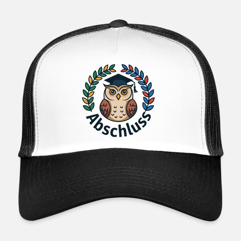 Abschluss-Eule mit Kranz und Mütze Trucker Cap