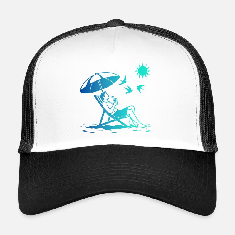 Relaxing in a deck chair on the beach Trucker Cap