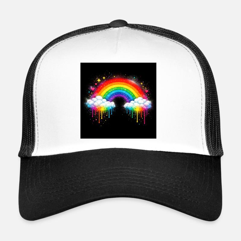 Chute de graffiti de nuages arc-en-ciel - Casquette trucker  - blanc/noir