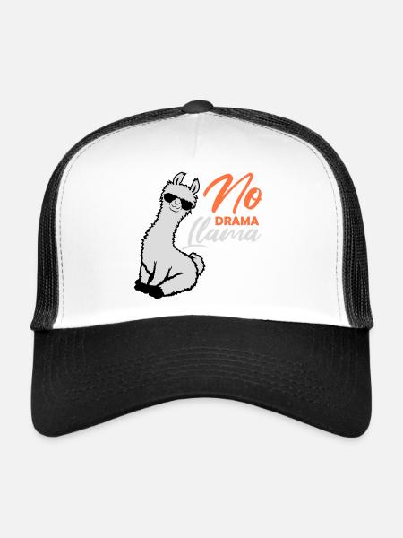 No Drama Lama Cool Sonnenbrille Sitzend Entspannt - Trucker Cap - Weiß/Schwarz - Vorne