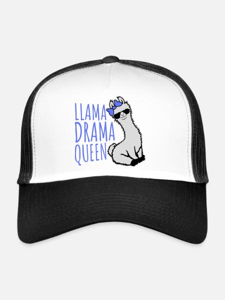 Lama Drama Queen Lunettes de soleil cool assises drôle - Casquette trucker  - blanc/noir - Devant