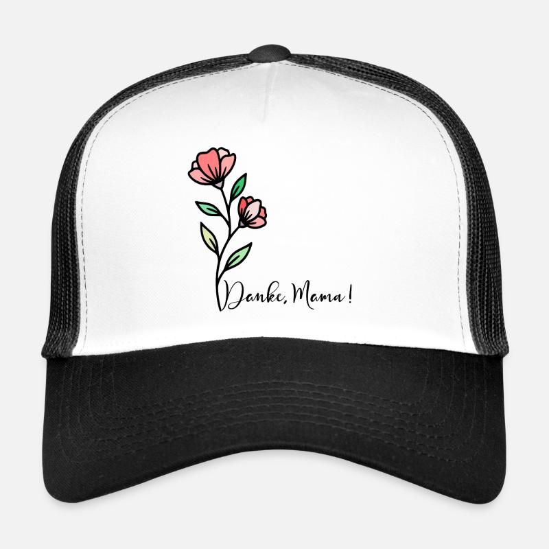 Muttertag Blumen Danke Mama - Trucker Cap - Weiß/Schwarz