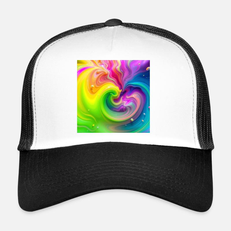 Farbwirbel Neon Regenbogen Trucker Cap