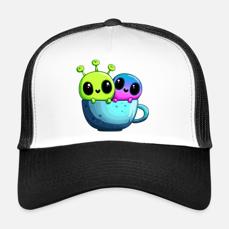 Kleines Alien-Paar in der Teetasse Trucker Cap