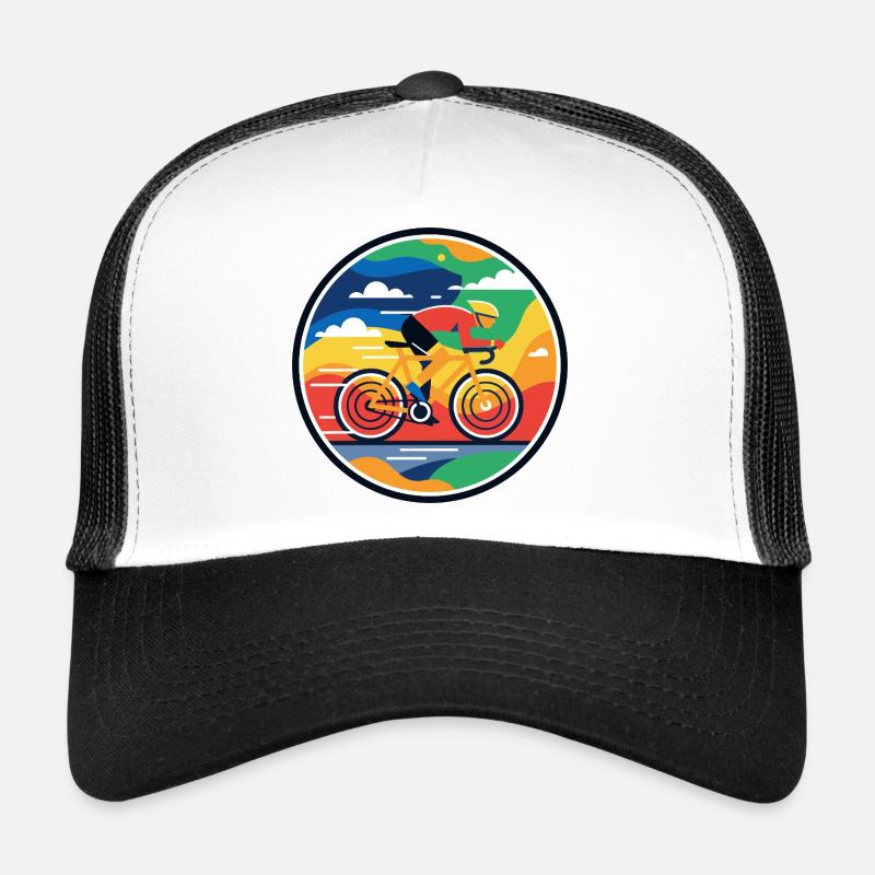 Motif de vitesse à vélo explosif de cycliste sur route en couleur Casquette trucker 