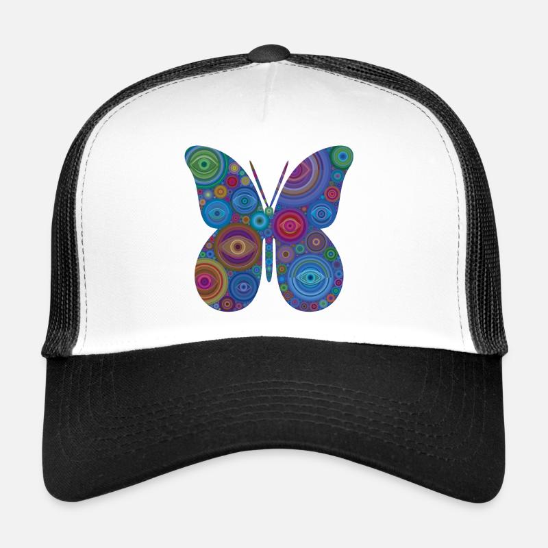 Abstrakte-Augen-Schmetterling - Trucker Cap - Weiß/Schwarz