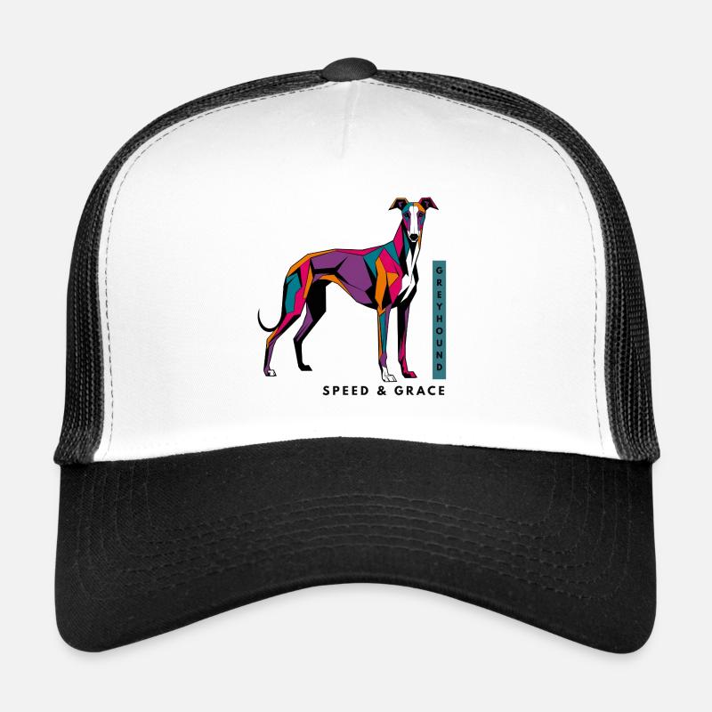 Bunter Windhund - Trucker Cap - Weiß/Schwarz