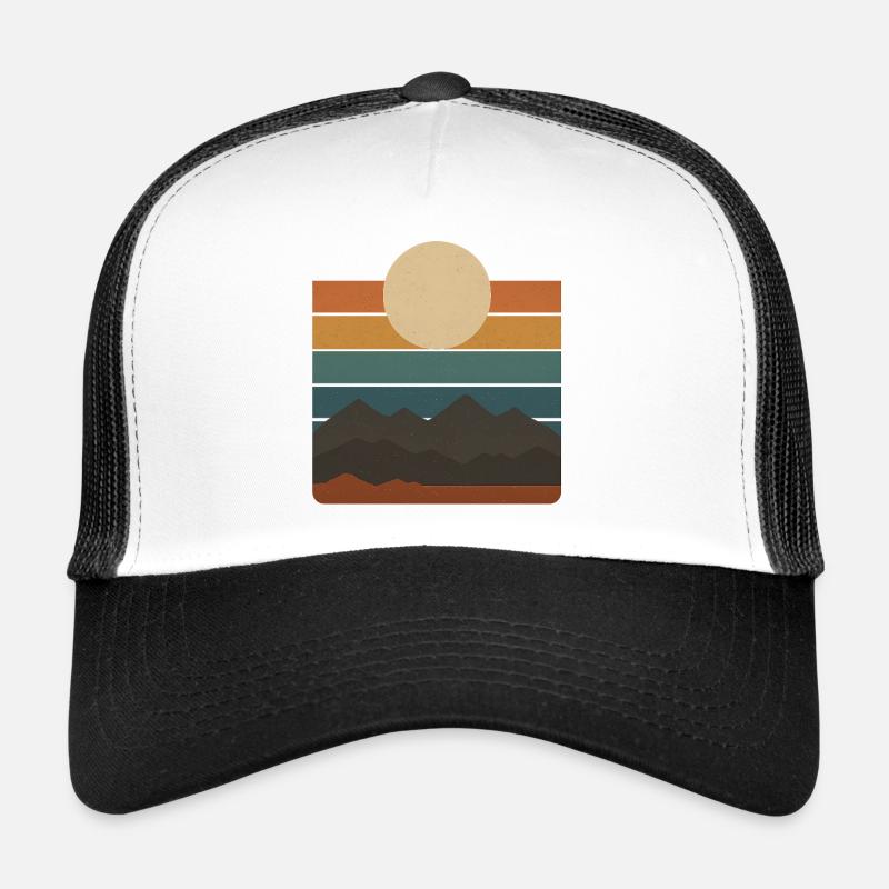 Sunset over mountain strips gift idea Trucker Cap
