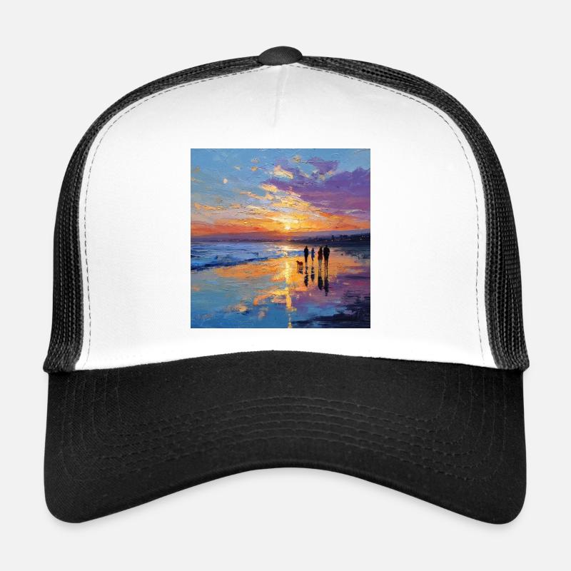Coucher de soleil sur la mer - Casquette trucker  - blanc/noir