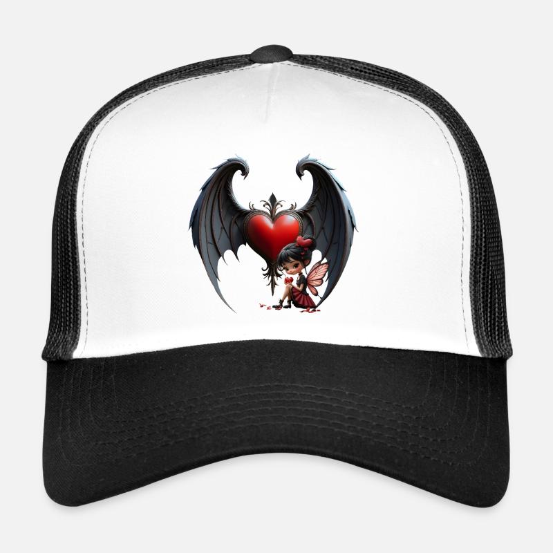 Schattenherz mit Fee - Trucker Cap - Weiß/Schwarz