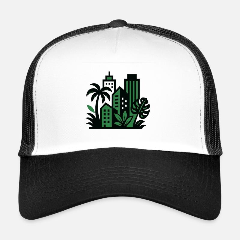 Paysage urbain vert Style jungle Casquette trucker 