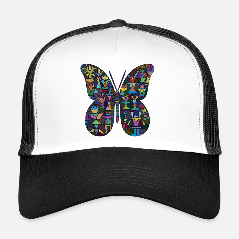 Colorful mosaic butterfly - Trucker Cap - white/black