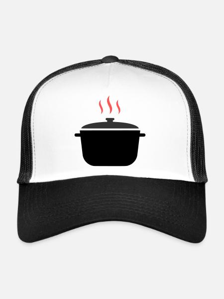Kochtopf Dampf Kochen - Trucker Cap - Weiß/Schwarz - Vorne