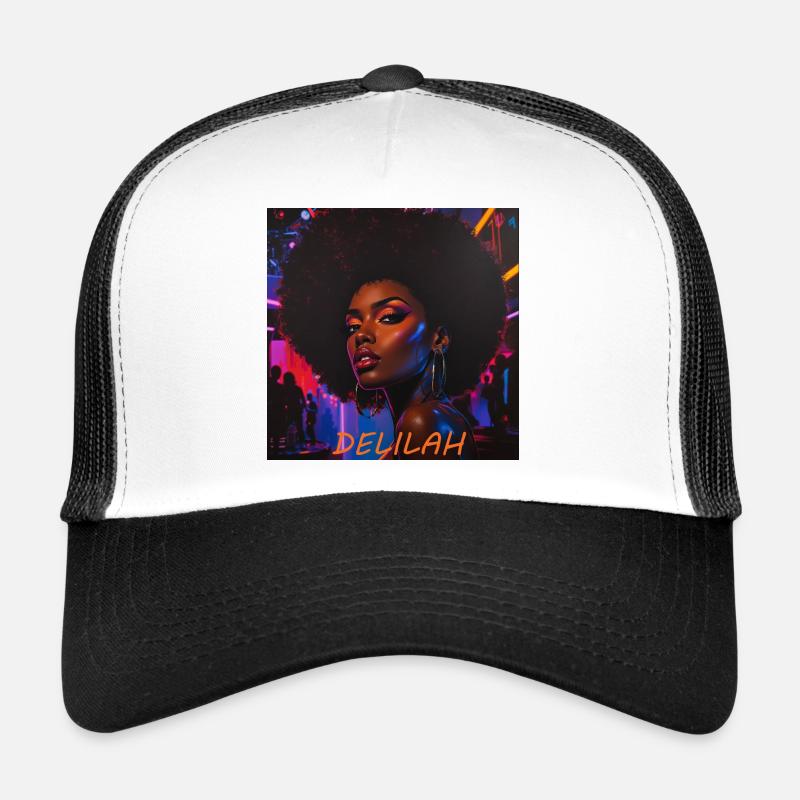 Delilah Portrait afro néon Casquette trucker 