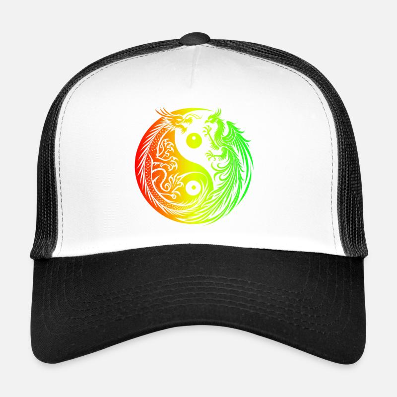Yin Yang Drache und Phönix - Trucker Cap - Weiß/Schwarz