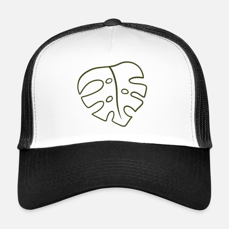 Monstera Line Art Leaf Trucker Cap