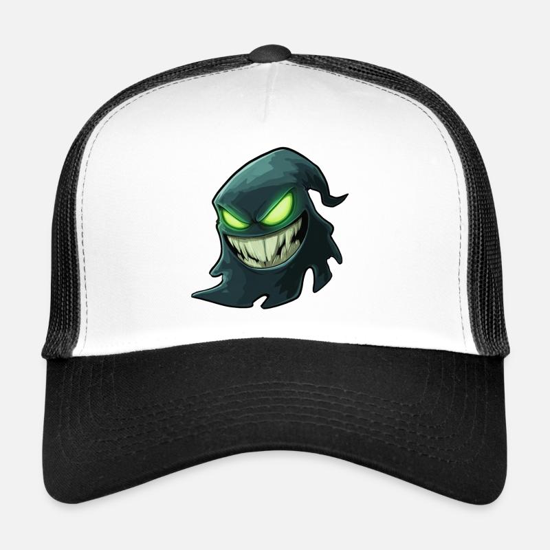 Ghost, Halloween Ghost, Scary Ghost Trucker Cap