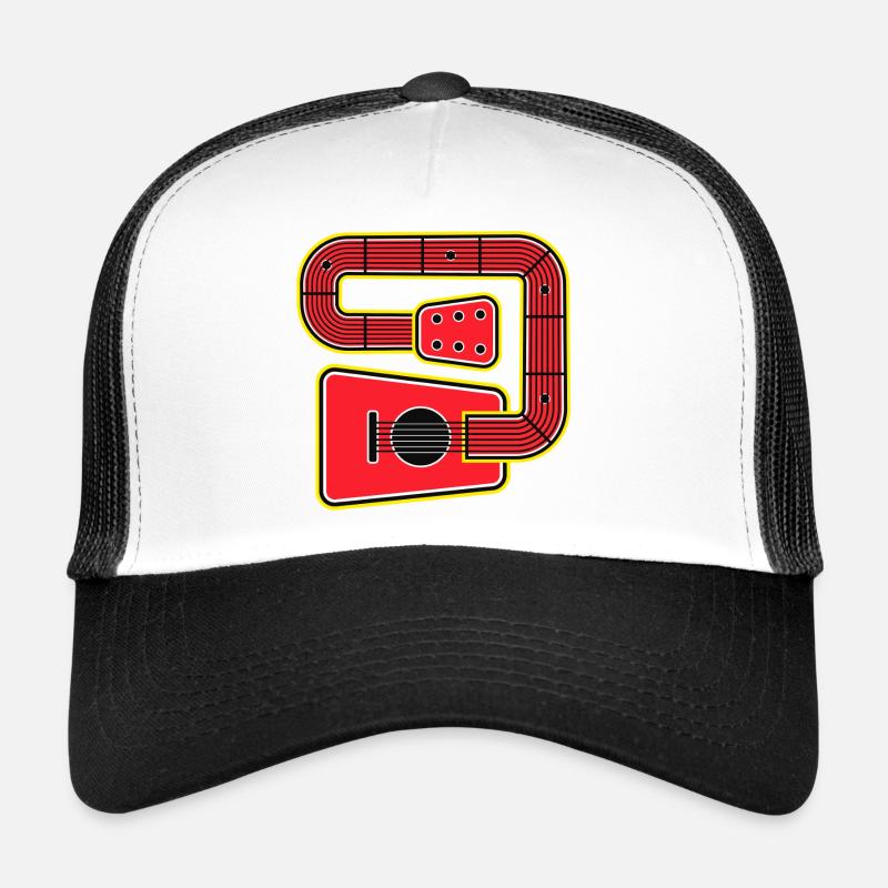 Red Abstract Shape Guitar Trucker Cap