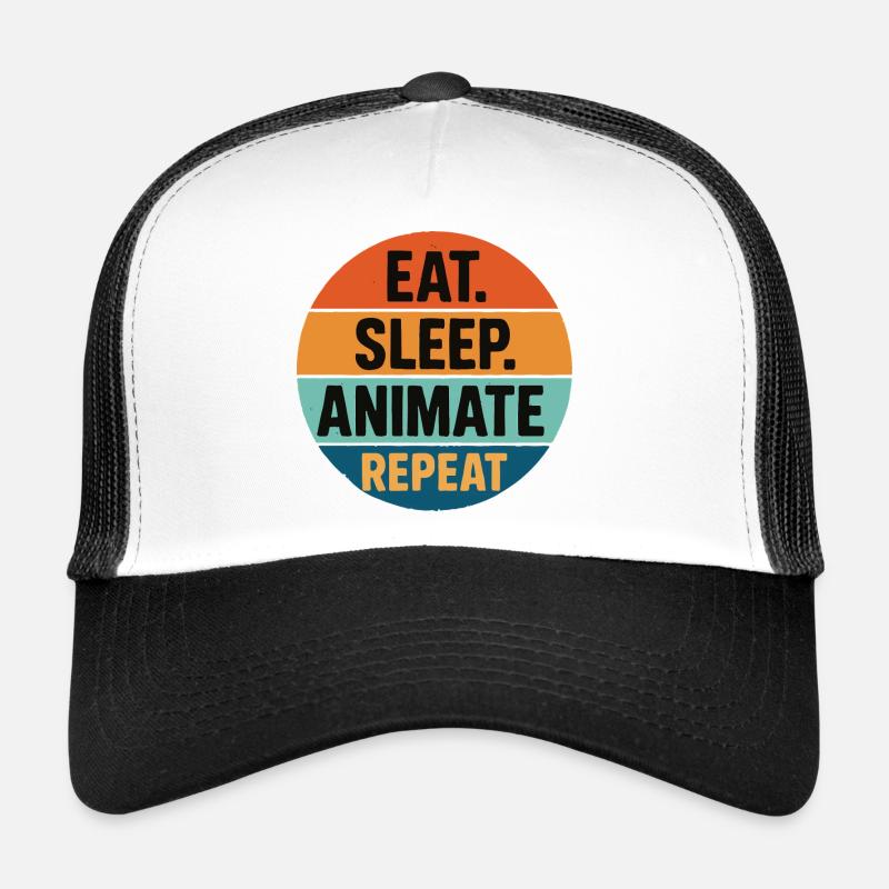 eat sleep animate repeat retro vintage Trucker Cap