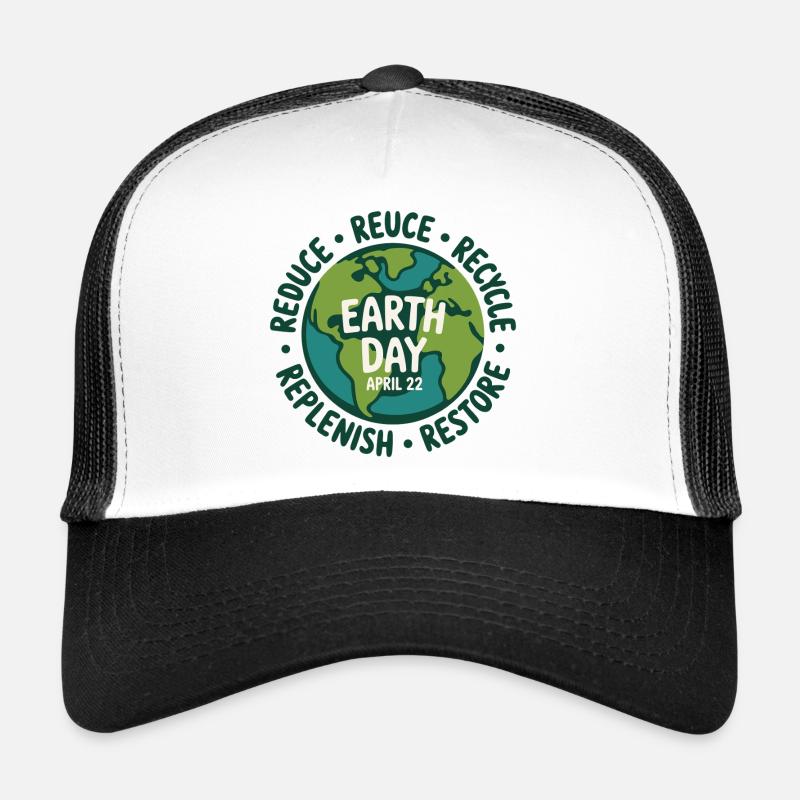 Earth Day Circle: Reuse Recycle - Trucker Cap - white/black