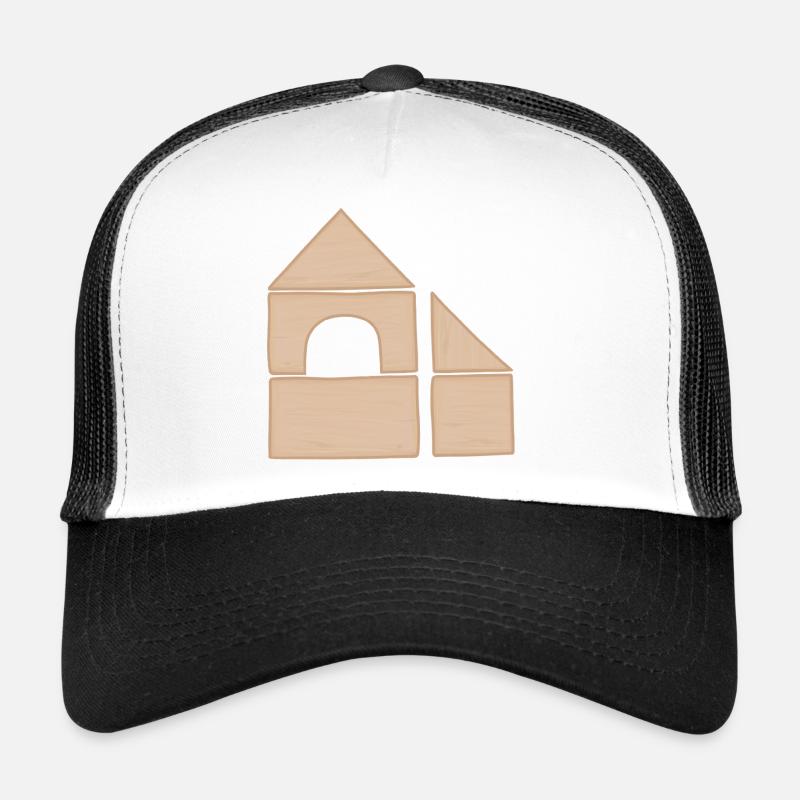 Modèle de construction de maisons en blocs de construction en bois Casquette trucker 